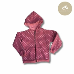Art 865/6 -Campera con capucha frisa relieve corazones de nena - comprar online