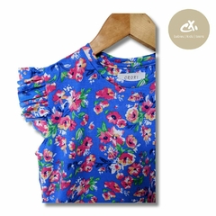 Art 849/25 -Remera S/M con volados jersey flores de nena - comprar online