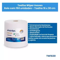 Toalha Wiper Lavável Reutilizável 150 Unid 45m Inoven TW1630