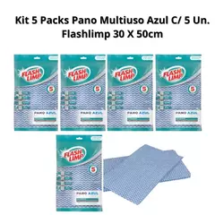 Kit 5 Packs Pano Multiuso Azul C/ 5 Un. Flashlimp 30 X 50cm - comprar online