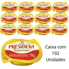 Manteiga Extra Com Sal e Sem Sal President Em Sachê Blister De 10g - Cx 192 Unidades - comprar online