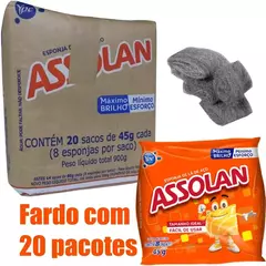 Esponja Lã Aço Assolan Cozinha - Fardo 20 Pacotes