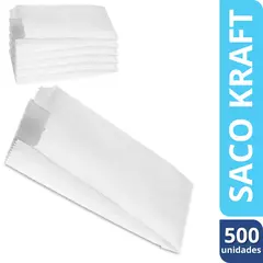 Saco Kraft Branco 9cm x 16cm x 5cm - Fd 500un