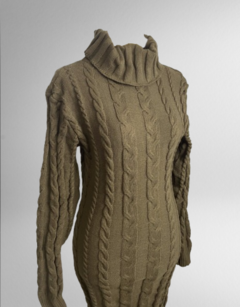 Vestido Midi De Lã Com Gola Alta - comprar online