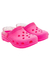 Um par de crocs rosa vibrante alça transparente com gliter .