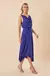 Vestido Midi Azul Bic Crepe Leve Decote Moda Luxo - loja online