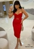 Vestido Midi Vermelho Justo com Cinto Perfect Way - comprar online