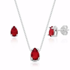 Conjunto Gota Cristal Vermelho