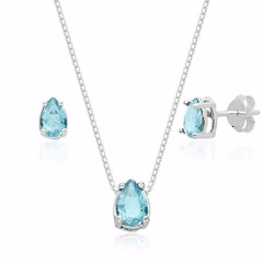 Conjunto Gota Cristal Azul Claro