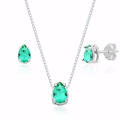 Conjunto Gota Cristal Verde Claro