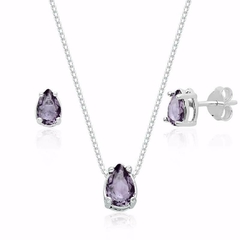 Conjunto Gota Cristal Roxo