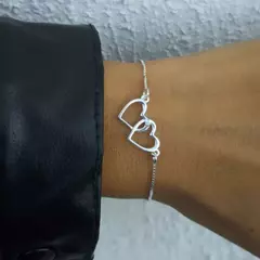 Pulseira Dois Corações de Prata - comprar online