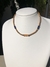 Choker Jaspe madeira com agata laranja no centro