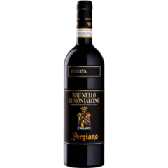 Garrafa de vinho Brunello di Montalcino Riserva da vinícola Argiano.