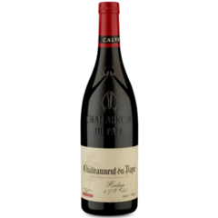 Garrafa de vinho Calvet Châteauneuf Du Pape 750ml com rótulo claro e detalhes em vermelho.