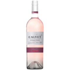 Garrafa de vinho Calvet Varietals Cinsault Rosé de 750ml, com rótulo elegante e tonalidade rosa.