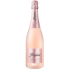 Garrafa de Cava Freixenet Rosado Brut 750ml com rótulo rosa e tampa de cortiça.