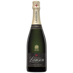 Garrafa de Champagne Lanson Le Black Label Brut 750ml com rótulo elegante.