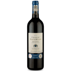 Garrafa de vinho Chateau Haut Myles Médoc 750ml com rótulo detalhado.