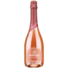 Garrafa de espumante Aurora Moscatel Rosé de 750ml com rótulo rosa e detalhes em dourado.