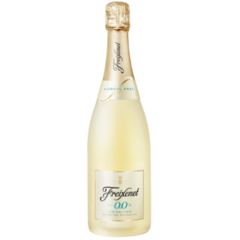 Garrafa de espumante Freixenet Zero Álcool de 750ml, com rótulo elegante e tampa dourada.