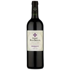 Garrafa de vinho Franc Beausejour Margaux 750ml com rótulo elegante.