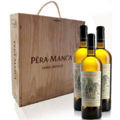 Kit 3 Vinhos Pera Manca Branco 750ml na caixa de madeira