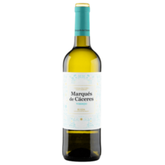 Garrafa de Vinho Branco Marqués de Cáceres Verdejo 750ml com rótulo decorativo e tampa azul