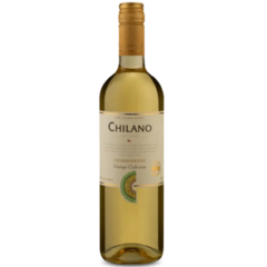 Garrafa de vinho Chilano Chardonnay 750ml com rótulo em destaque.