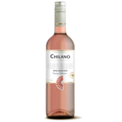 Garrafa de Vinho Chilano Pink Moscato 750ml com rótulo elegante e tom de rosa.