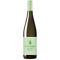 Garrafa de vinho Deinhard Green Label Riesling de 750ml, com rótulo verde claro e detalhes em branco.