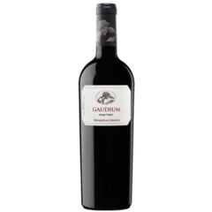 Garrafão de vinho Marqués de Cáceres Gaudium 750ml com rótulo branco e desenho de uma árvore.