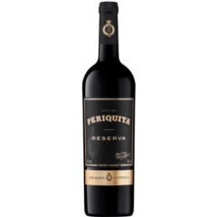 Garrafa de vinho Periquita Reserva 750ml com rótulo preto e dourado.