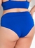 Parte de trás de um biquíni azul tamanho plus size, destacando a cintura alta e o tecido confortável.