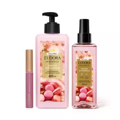 Combo Doces Finos Macaron de Framboesa: Spray Perfumado 200ml + Creme Hidratante 400ml + Gloss 5,2ml