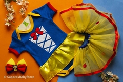 Kit Mesversário Body Saia De Tule E Laço Branca De Neve