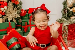 Romper Temático Mesversário Natal Com Cinto de Coração e Laço - Sapecas Baby