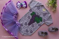 Kit Mesversário Body Laço E Saia De Tule Frutas Uvinha