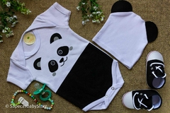 Kit Mesversario Body Bebê Com Gorro Panda