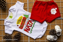 Conjunto Body Bebê Com Shortinho Natal