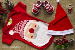 Kit Body Bebê Temático Natal Com Gorro Papai Noel Rostinho