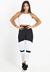 Cropped Branco + Calça Legging Fitness Preto Com Branco Conjunto Fitness | REF: LX054