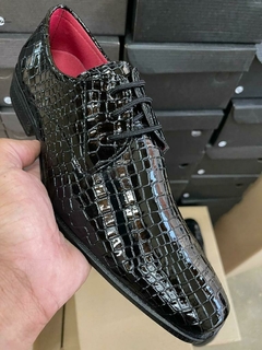 Sapato Social Italiano Preto Croco