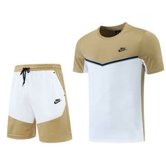 Conjunto Nike Camisa e Bermuda - Bege Marrom e Branco