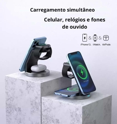 Estação de Carregamento Magnético Sem Fio para Iphone e Apple Watch - Empório51