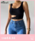 Fqlwl verão streetwear sem mangas atadura colheita topos feminino 2022 engraça - loja online