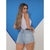 Shorts Jeans Curto Com Detalhe em Pedraria Moda Feminina - loja online