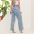 Calça wide leg jenas claro rasgada - comprar online