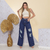 Calça Jeans Feminina Wide Leg Rasgada Lavagem Escura - comprar online