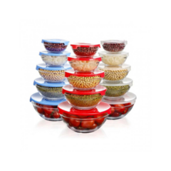 Bowls de Vidrio Con Tapa - Set x5